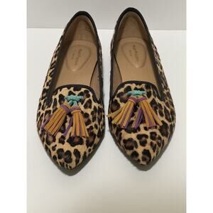 Hush Puppies Women's Sadie Tassel Slip-On Leopard Calf Fur Flats Size US7.5